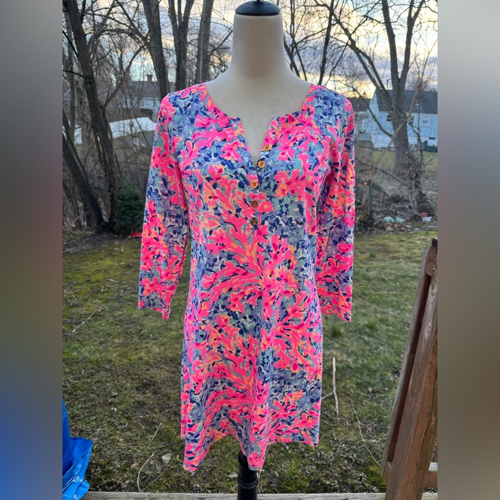 Lilly Pulitzer Banyan T-Shirt Dress Multi Coco Coral Crab Size Small NWOT